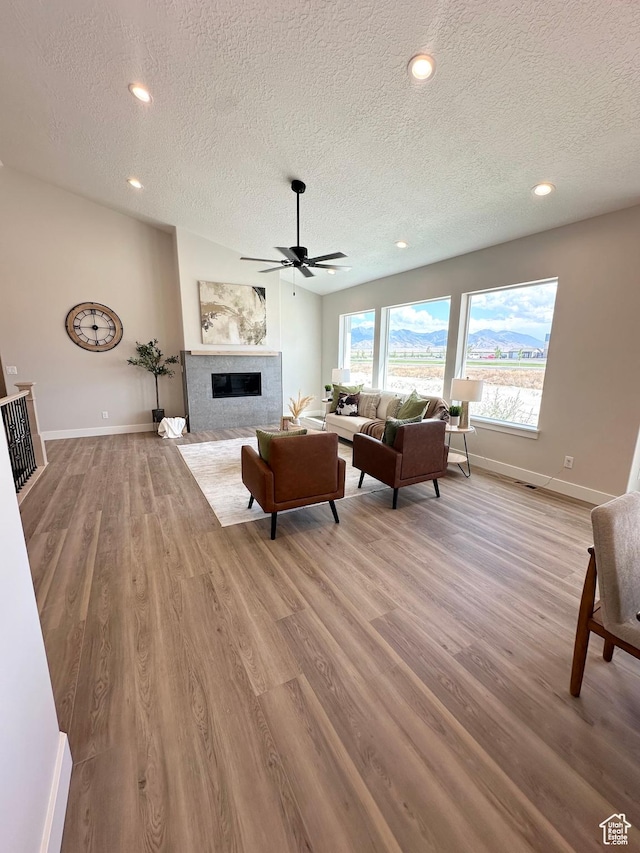 634 E Otto Ln, Grantsville, UT 84029 - living room featuring baseboards, a fireplace, and light wood finished floors