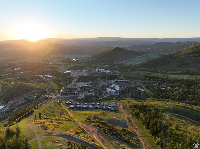 2752 W High Rd Unit 1501, Park City, UT 84098 - aerial view at dusk featuring a mountain view