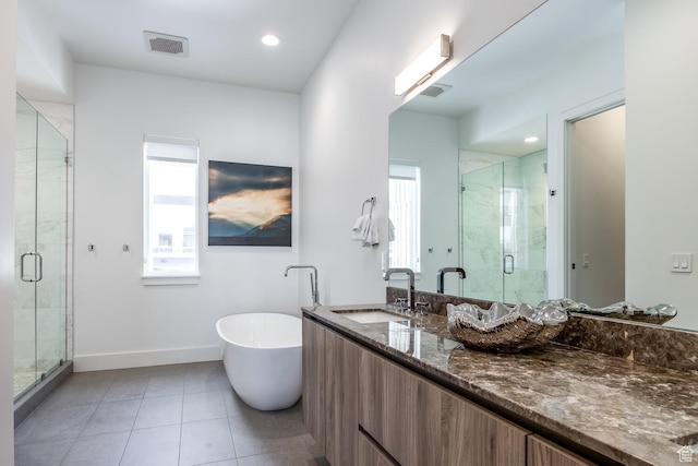 2752 W High Rd Unit 1501, Park City, UT 84098 - bathroom with tile floors, separate shower and tub, and vanity