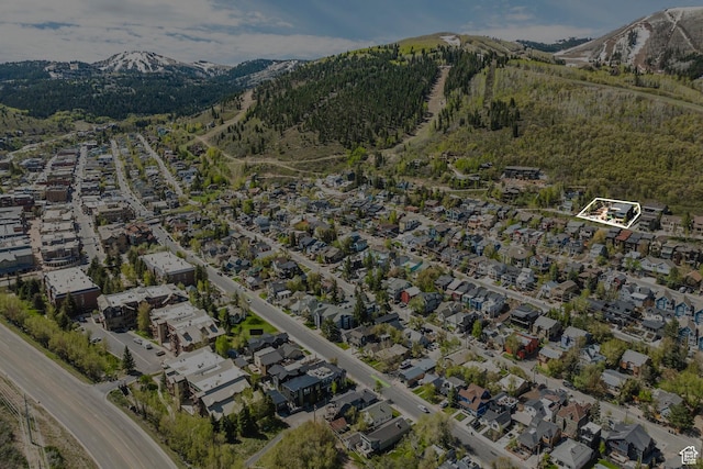 drone / aerial view with a mountain view