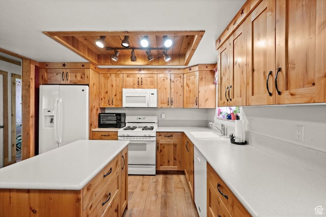 1635 W 200 S, Kamas, UT 84036 - kitchen featuring light hardwood / wood-style floors, white appliances, and sink