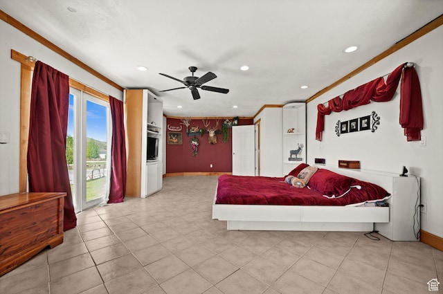 1635 W 200 S, Kamas, UT 84036 - bedroom featuring access to outside, ceiling fan, and ornamental molding