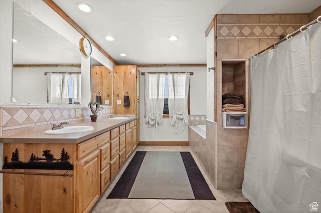 1635 W 200 S, Kamas, UT 84036 - bathroom featuring tile patterned flooring, vanity, a wealth of natural light, and independent shower and bath