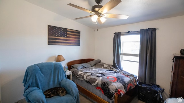 33432 W 8000 S, Duchesne, UT 84021 - bedroom featuring a ceiling fan and vaulted ceiling