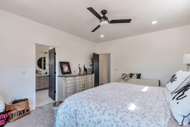 1118 E 1310 S, Garland, UT 84312 - bedroom featuring carpet floors, ceiling fan, recessed lighting, and ensuite bath