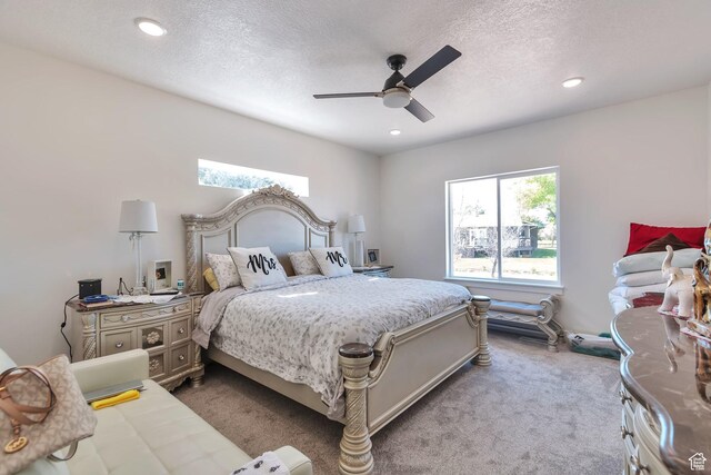 1118 E 1310 S, Garland, UT 84312 - carpeted bedroom featuring recessed lighting, a textured ceiling, and a ceiling fan