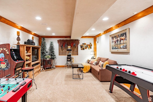 3383 Wild Mare Way, Heber City, UT 84032 - carpeted living area featuring recessed lighting and baseboards