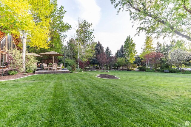 3383 Wild Mare Way, Heber City, UT 84032 - view of green lawn featuring a patio area