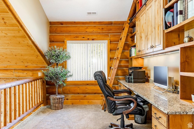 3383 Wild Mare Way, Heber City, UT 84032 - home office featuring log walls and carpet
