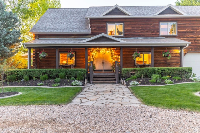 3383 Wild Mare Way, Heber City, UT 84032 - view of front of house featuring covered porch, roof with shingles, and a front yard