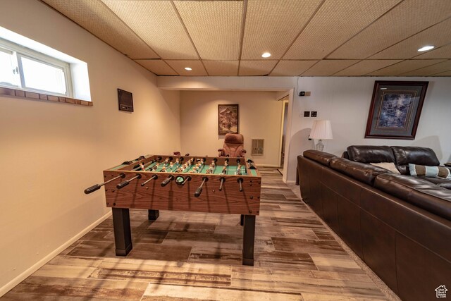 2317 N Hillside Dr, Wellington, UT 84542 - rec room with baseboards, wood finished floors, and recessed lighting