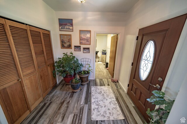 2317 N Hillside Dr, Wellington, UT 84542 - foyer with wood finished floors and baseboards