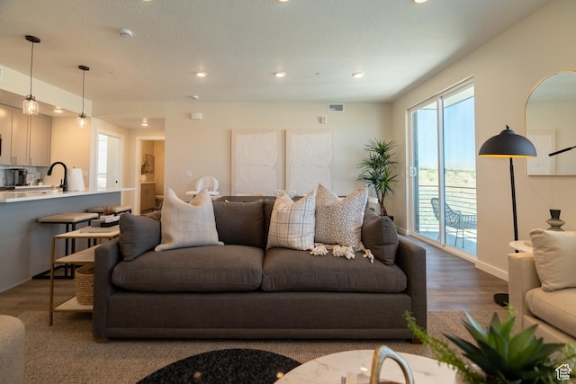 living room featuring light hardwood / wood-style flooring