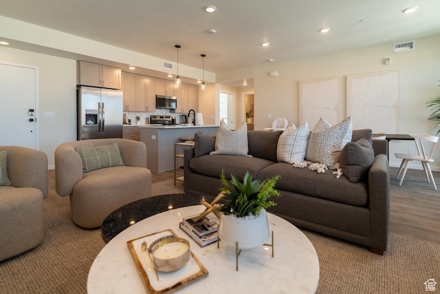 living room featuring light hardwood / wood-style floors