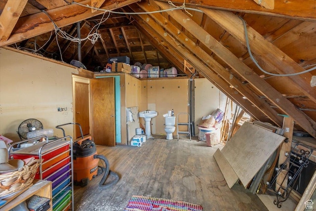 attic with sink