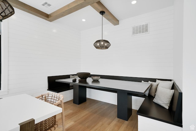 5466 S Persian Ln, St George, UT 84790 - dining area with beam ceiling, breakfast area, and light hardwood / wood-style flooring