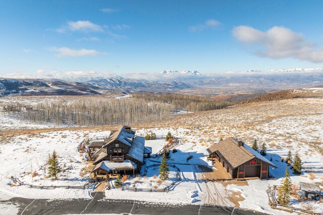 10454 E Forest Creek Rd, Kamas, UT 84036 - snowy aerial view featuring a mountain view