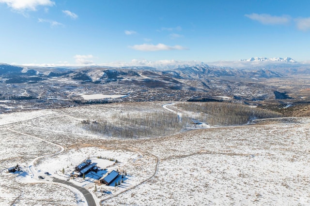10454 E Forest Creek Rd, Kamas, UT 84036 - snowy aerial view with a mountain view