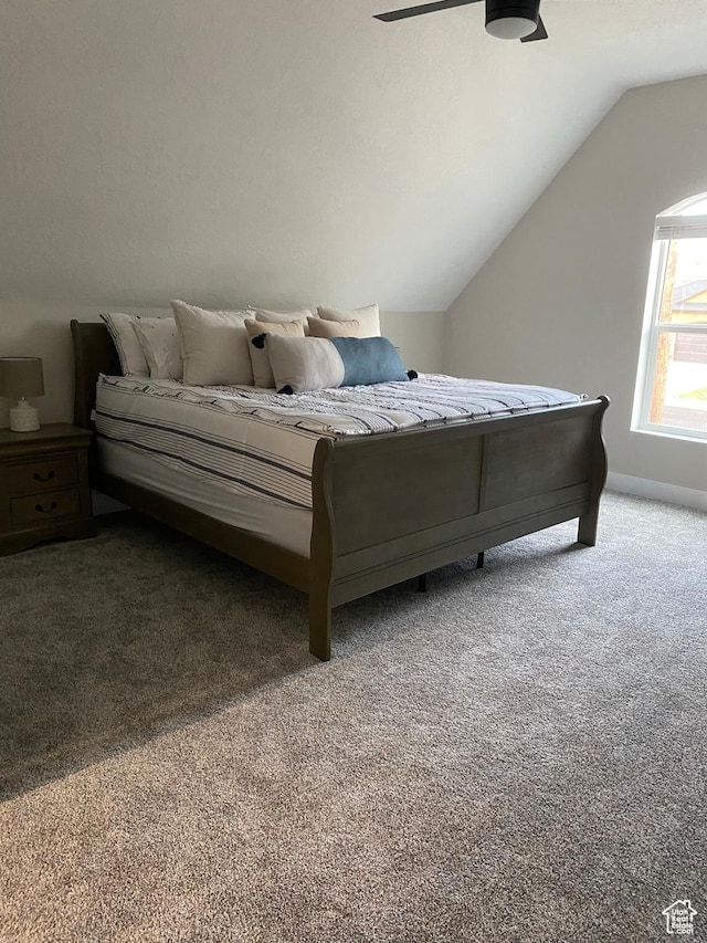 40 E 200 N, Castle Dale, UT 84513 - carpeted bedroom with vaulted ceiling and ceiling fan