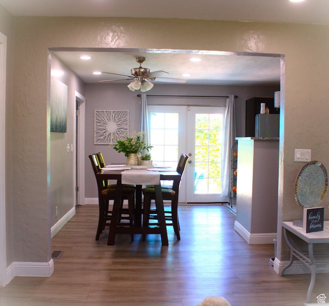 7642 S 2700 W, West Jordan, UT 84084 - dining space with ceiling fan, french doors, and hardwood / wood-style flooring