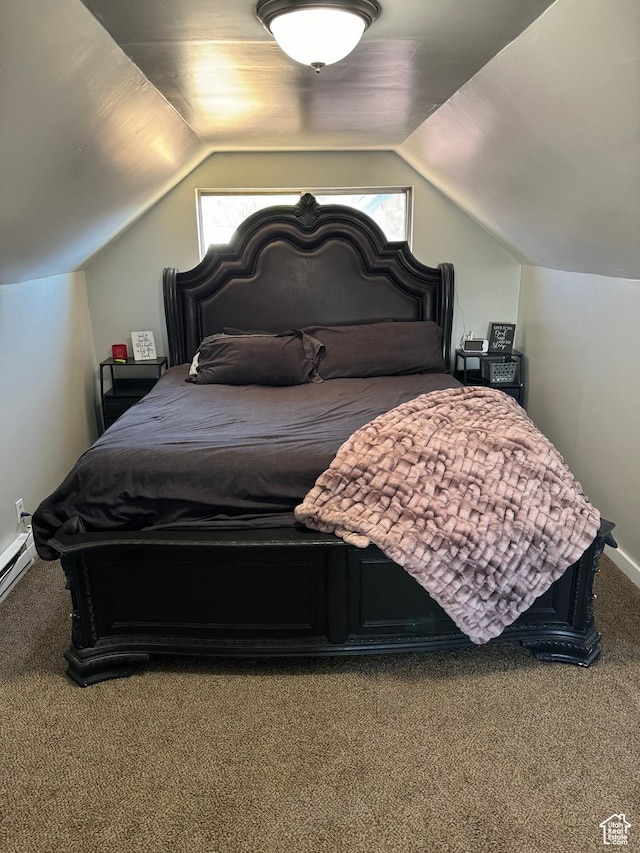 339 Berkley Ave, East Carbon, UT 84520 - bedroom featuring carpet floors, baseboards, and lofted ceiling