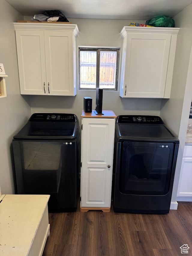 339 Berkley Ave, East Carbon, UT 84520 - washroom with cabinet space, independent washer and dryer, and dark wood finished floors
