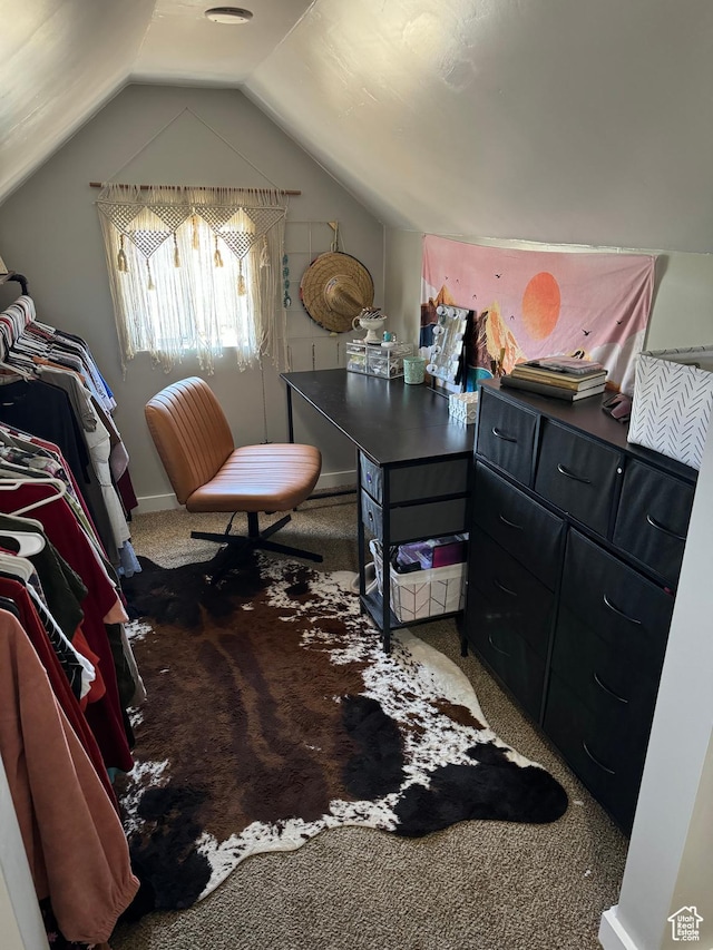 339 Berkley Ave, East Carbon, UT 84520 - bedroom featuring carpet flooring and lofted ceiling