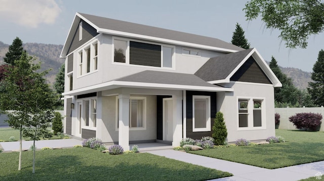 view of front of home featuring a front lawn