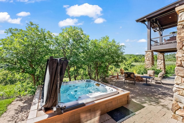 1355 W Red Hawk Trl Unit 35, Park City, UT 84098 - view of patio with a balcony and hot tub deck surround