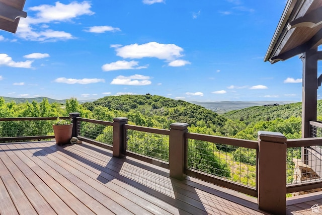 1355 W Red Hawk Trl Unit 35, Park City, UT 84098 - wooden deck featuring a mountain view and a wooded view