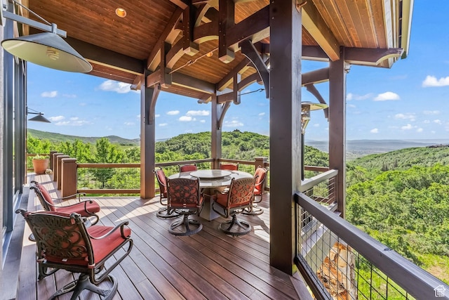 1355 W Red Hawk Trl Unit 35, Park City, UT 84098 - wooden deck with outdoor dining space and a view of trees