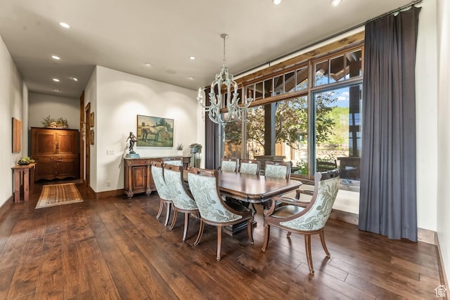 1355 W Red Hawk Trl Unit 35, Park City, UT 84098 - dining area with a notable chandelier, dark wood-type flooring, baseboards, and recessed lighting