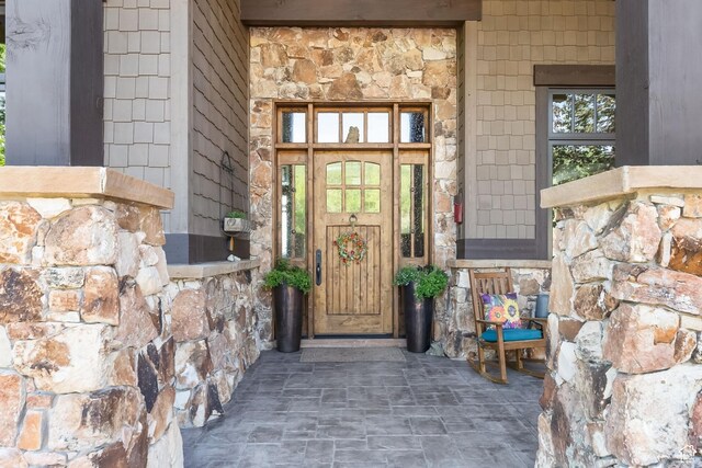 1355 W Red Hawk Trl Unit 35, Park City, UT 84098 - doorway to property with stone siding