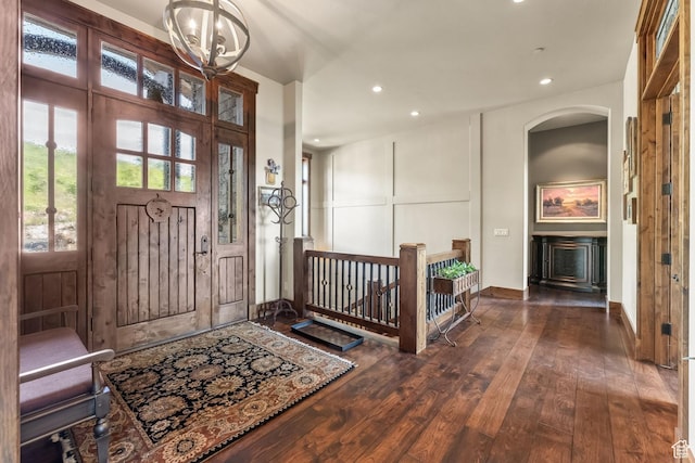 1355 W Red Hawk Trl Unit 35, Park City, UT 84098 - entryway with wood-type flooring, baseboards, arched walkways, and recessed lighting