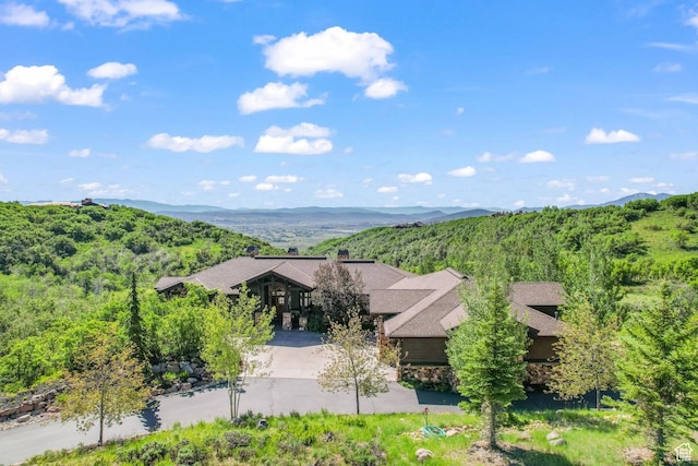 1355 W Red Hawk Trl Unit 35, Park City, UT 84098 - aerial view featuring a mountain view and a wooded view
