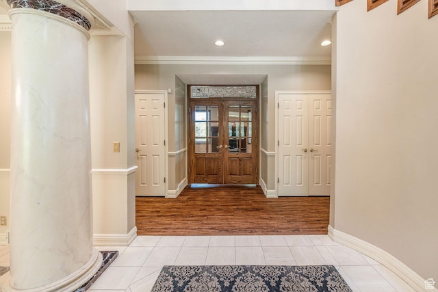 1387 E 260 N, Logan, UT 84321 - tiled foyer with crown molding and french doors