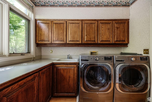 1387 E 260 N, Logan, UT 84321 - laundry room featuring washing machine and clothes dryer, sink, and cabinets