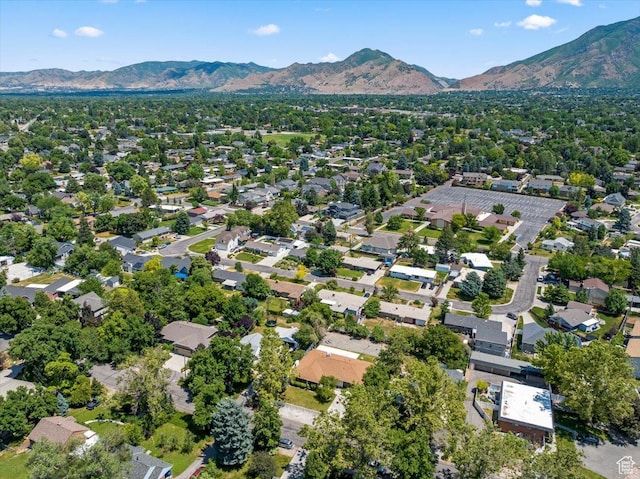 birds eye view of property featuring a mountain view