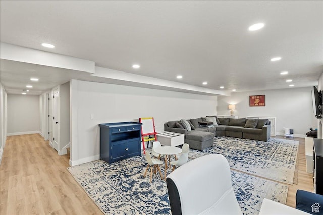living room featuring light hardwood / wood-style flooring