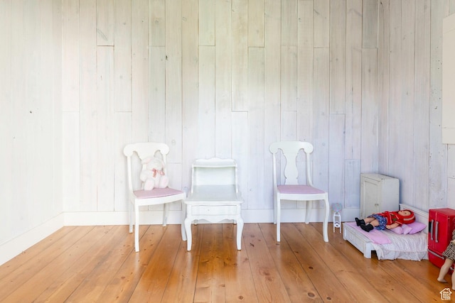 1380 S Mills Ln, Heber City, UT 84032 - miscellaneous room featuring light wood-style floors and wooden walls
