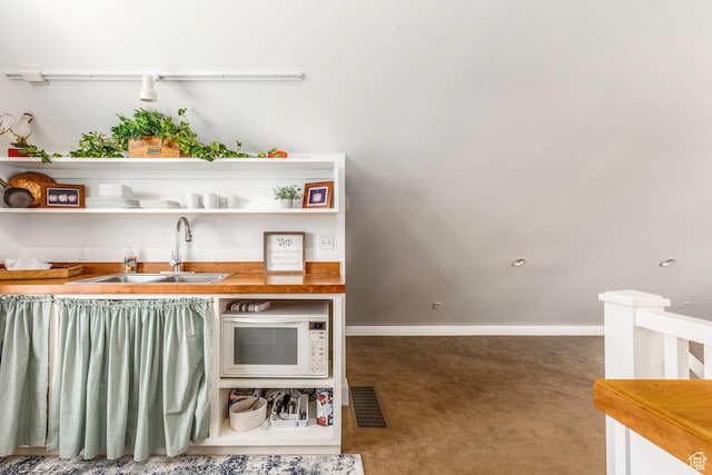 1380 S Mills Ln, Heber City, UT 84032 - bar area with white microwave, a sink, and carpet floors