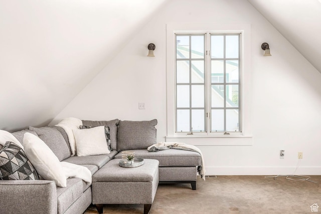 1380 S Mills Ln, Heber City, UT 84032 - living area with lofted ceiling, carpet, and baseboards