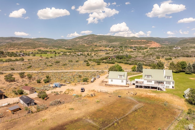 aerial view with a mountain view