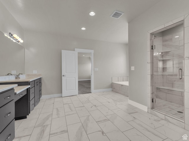 2562 E 80 S, Spanish Fork, UT 84660 - full bath featuring baseboards, marble finish floor, a stall shower, and visible vents