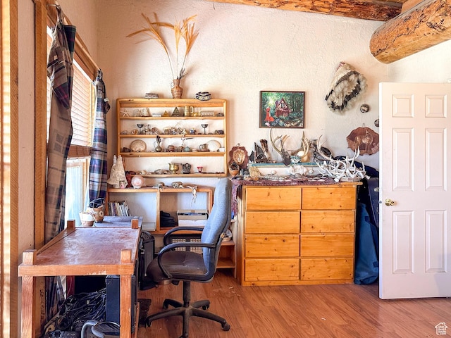 home office featuring wood-type flooring
