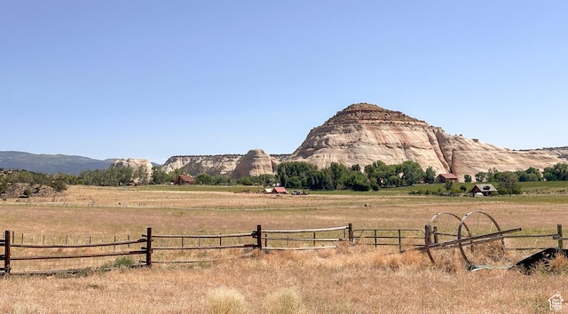 view of mountain feature with a rural view