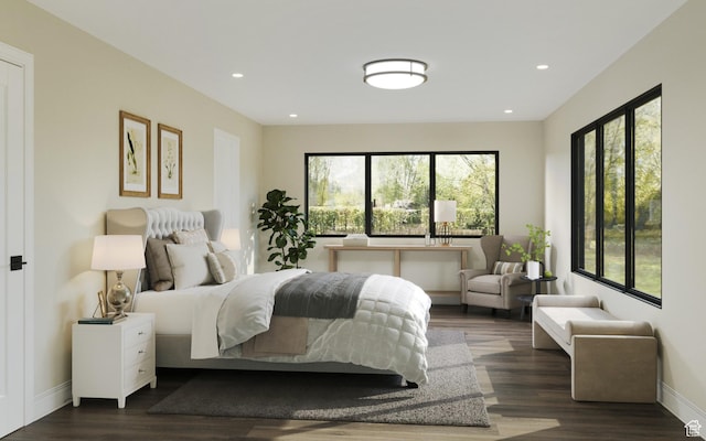 4044 W Crest Ct, Park City, UT 84098 - bedroom featuring dark wood-style floors, recessed lighting, and baseboards