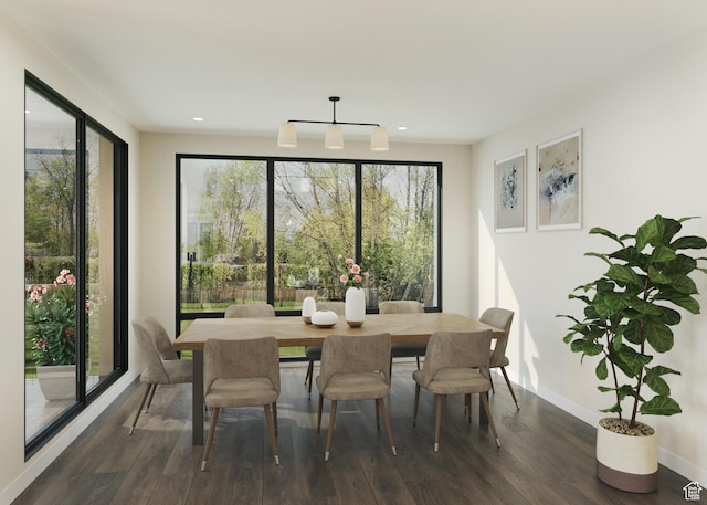 4044 W Crest Ct, Park City, UT 84098 - dining area featuring dark wood-style flooring, baseboards, and recessed lighting