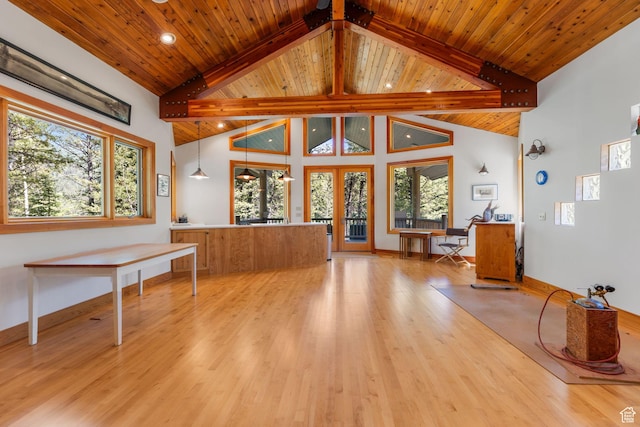 9443 E Wild Clematis Ln Unit 1, Brighton, UT 84121 - interior space featuring plenty of natural light, wood ceiling, and french doors