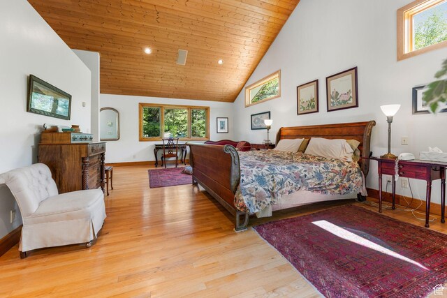 9443 E Wild Clematis Ln Unit 1, Brighton, UT 84121 - bedroom featuring multiple windows, wooden ceiling, and light wood-style floors